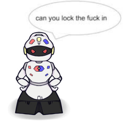 Art of Mayor 2210, looking angry, saying "Can you lock the fuck in?"