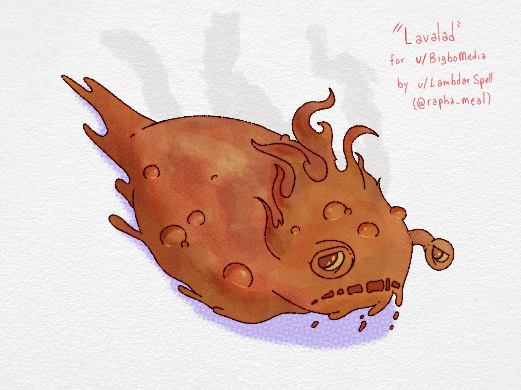 Art of Lavalad, the magma slug, by LambdarSpell!