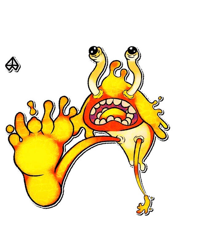 Art of Lavalad, the magma slug, with his flame feet, drawn by LakenDaCoda